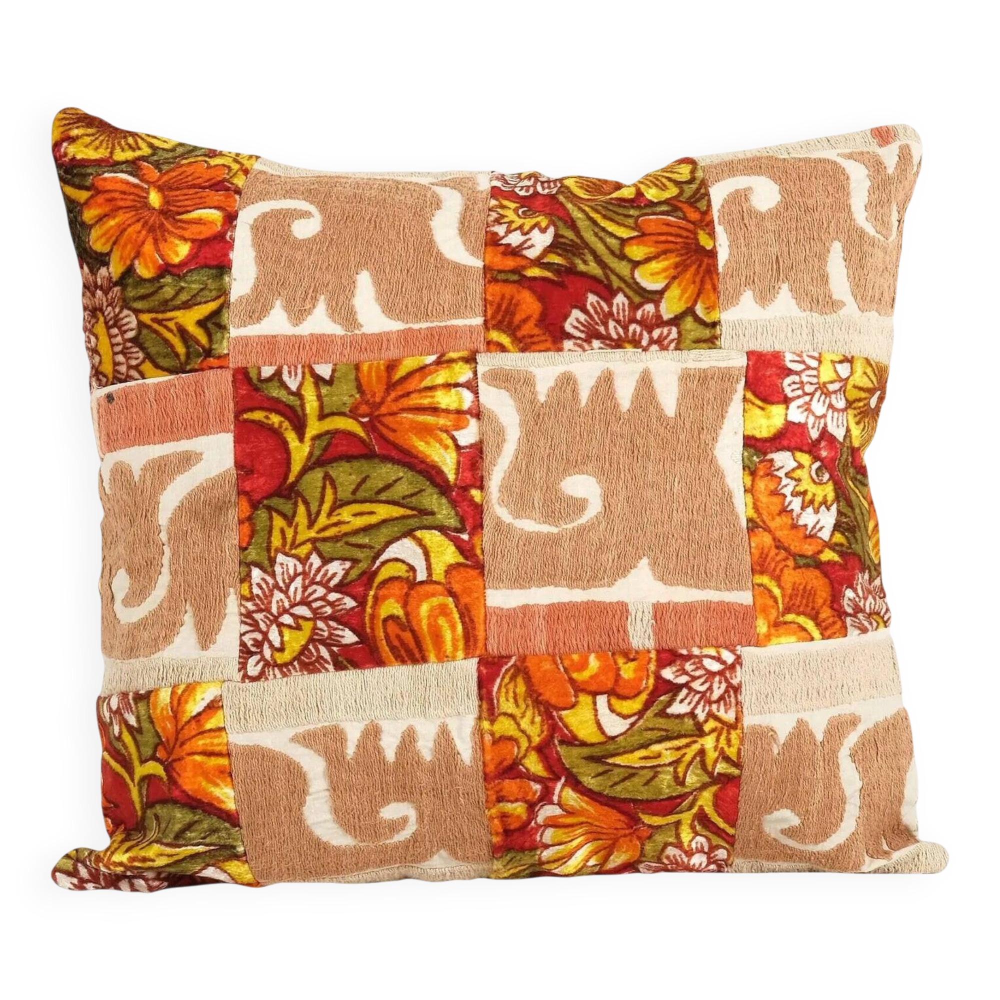 Vintage embroidered cushion cover 46x46 cm