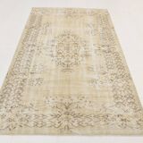 Vintage Cream & Brown Turkish Handmade Rug, 149x252Cm