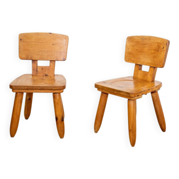 Chaises brutalistes en orme, 1970
