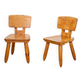 Chaises brutalistes en orme, 1970