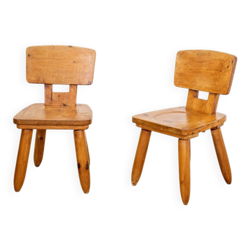 Chaises brutalistes en orme, 1970