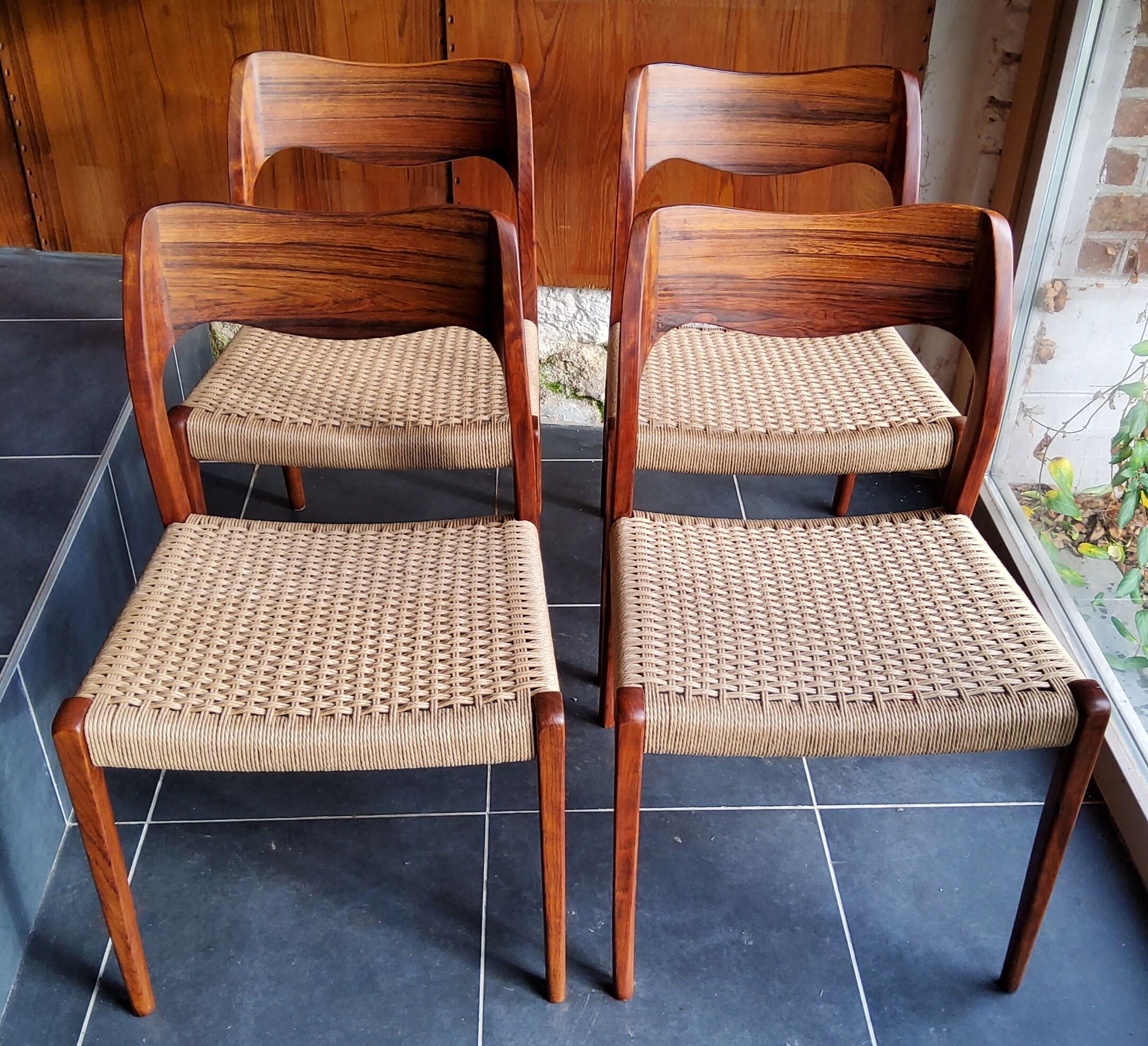 4 rosewood chairs by Niels Otto Møller model 71, Denmark 1950