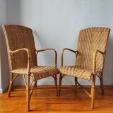 Pair of vintage rattan armchairs