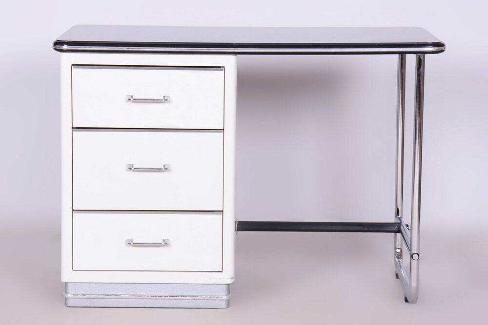 Bauhaus Writing Desk, Steel, Glass, Germany, 1940s