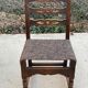 6 solid wood dining chairs with grey woven wool seats.
