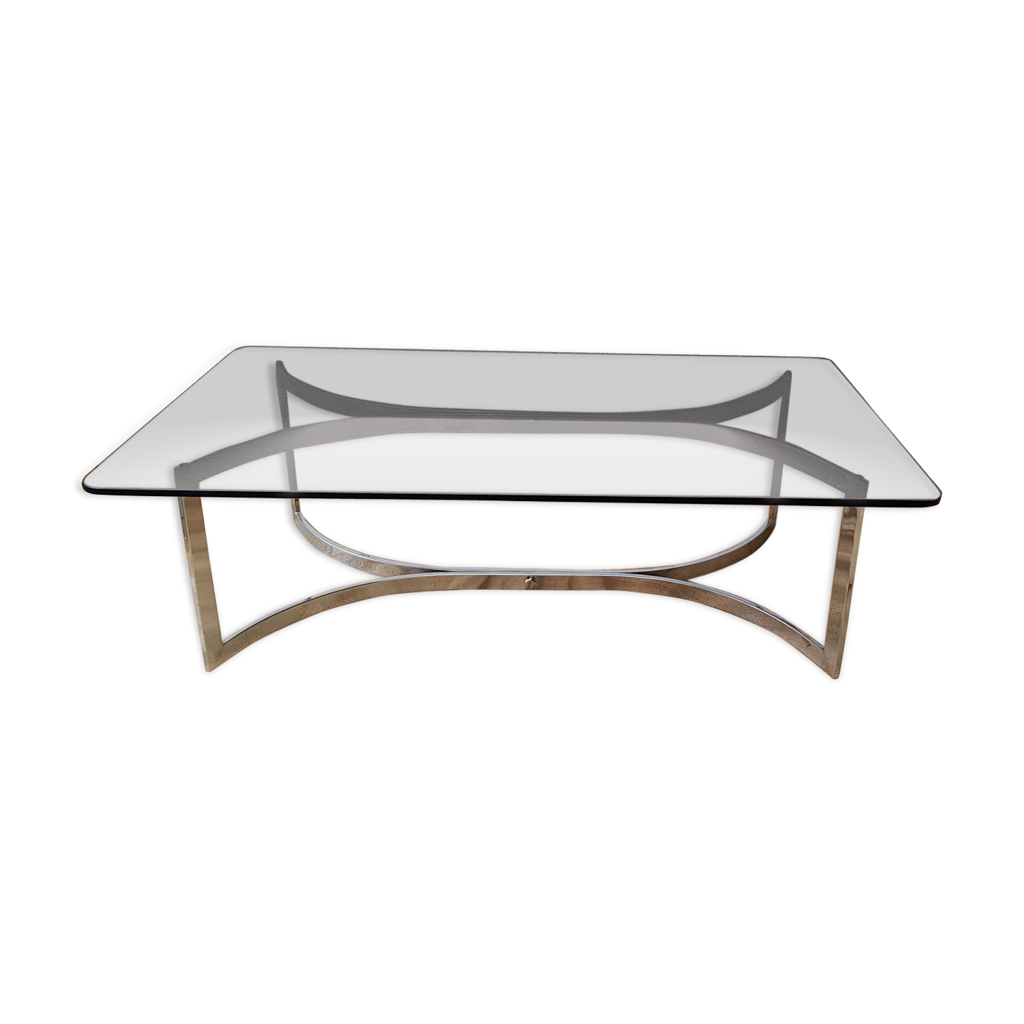 70's glass and chrome metal coffee table