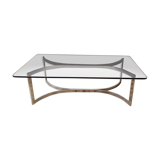 70's glass and chrome metal coffee table