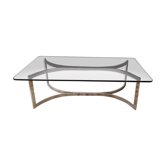 70's glass and chrome metal coffee table