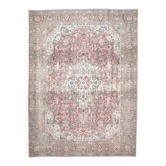 1960s Vintage Persian Handmade Wool Cotton Light Pink Area Rug 285x388