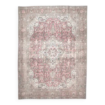 1960s Vintage Persian Handmade Wool Cotton Light Pink Area Rug 285x388