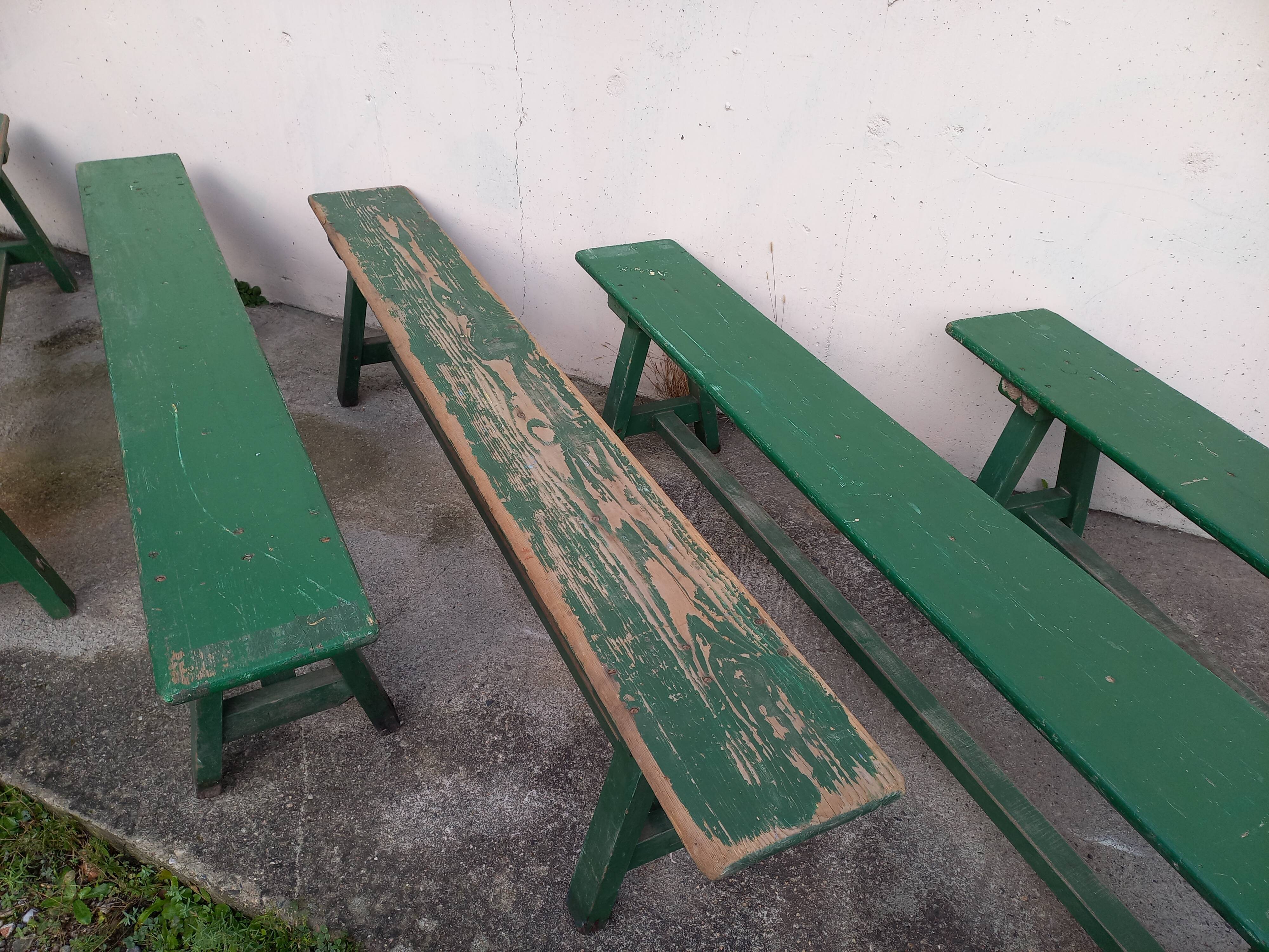 Benches of guinguettes, lot of 5