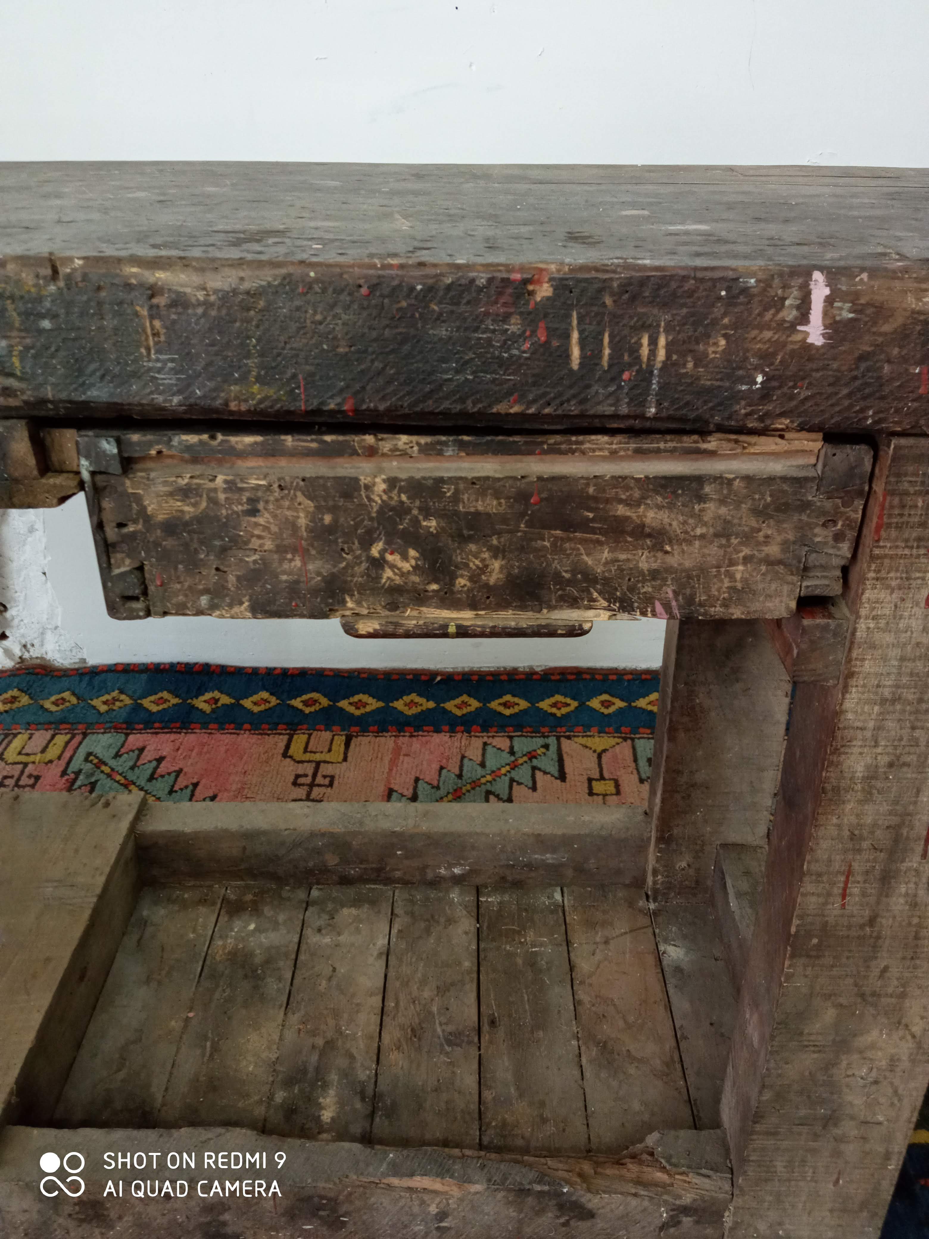 Old oak workbench
