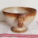 Large handmade stoneware bowl with foot