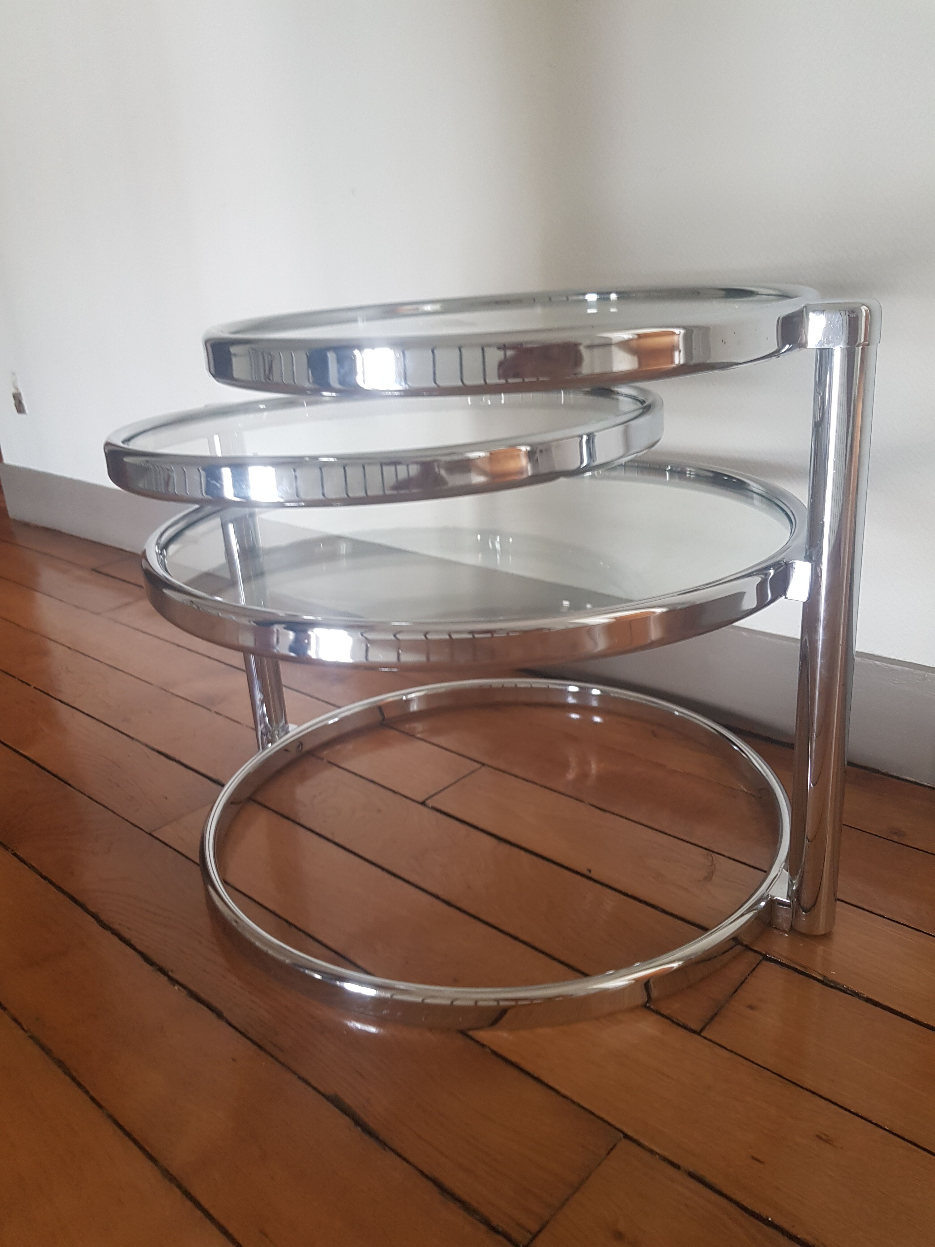 Glass and chrome coffee table