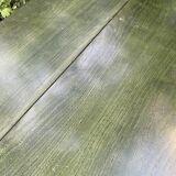 Large vintage oval drop leaf table in green lacquered bamboo rattan 158/106
