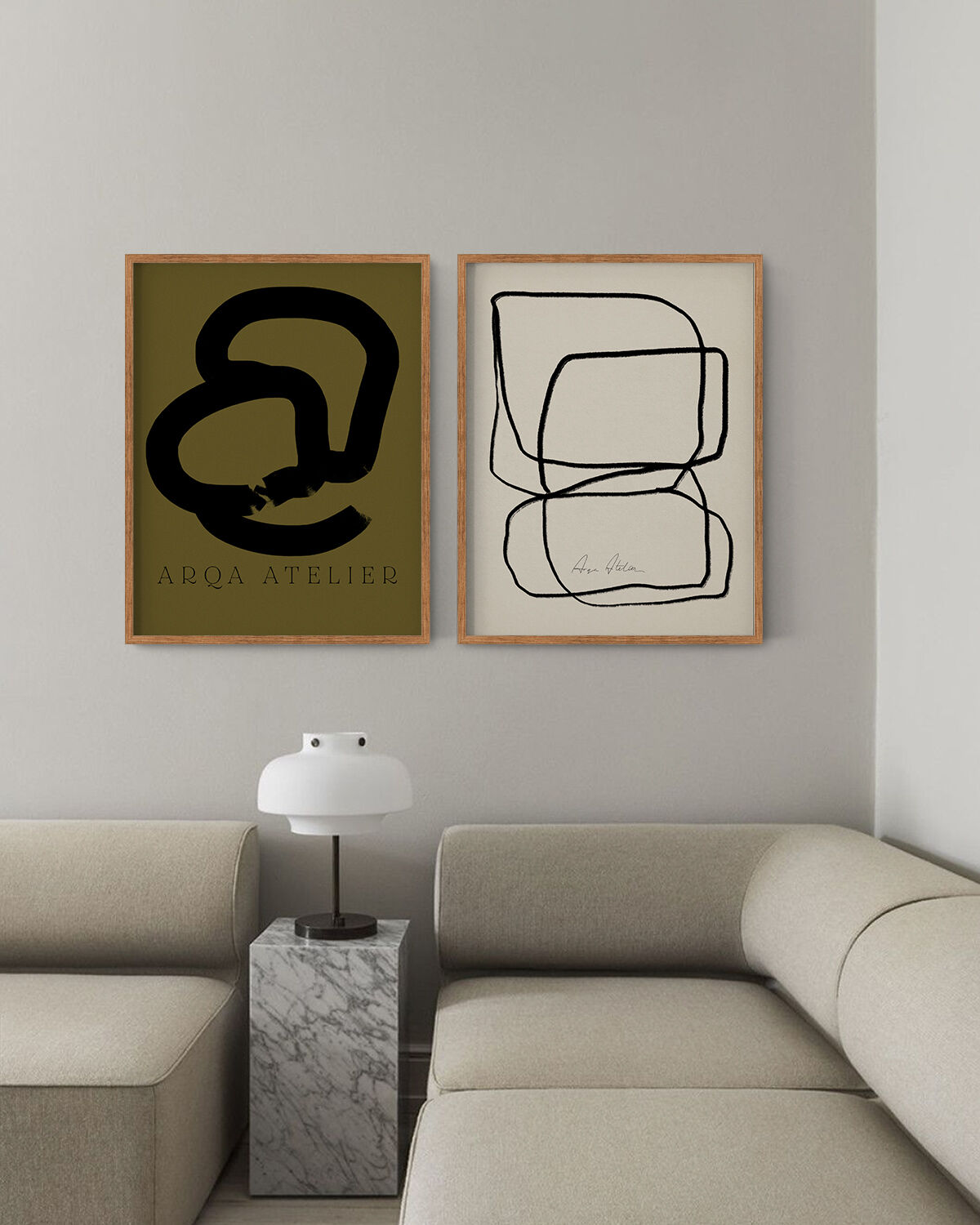 Pair of giclee prints, abstract wall art set of two, 50x70cm