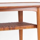 Table basse en bois et rotin