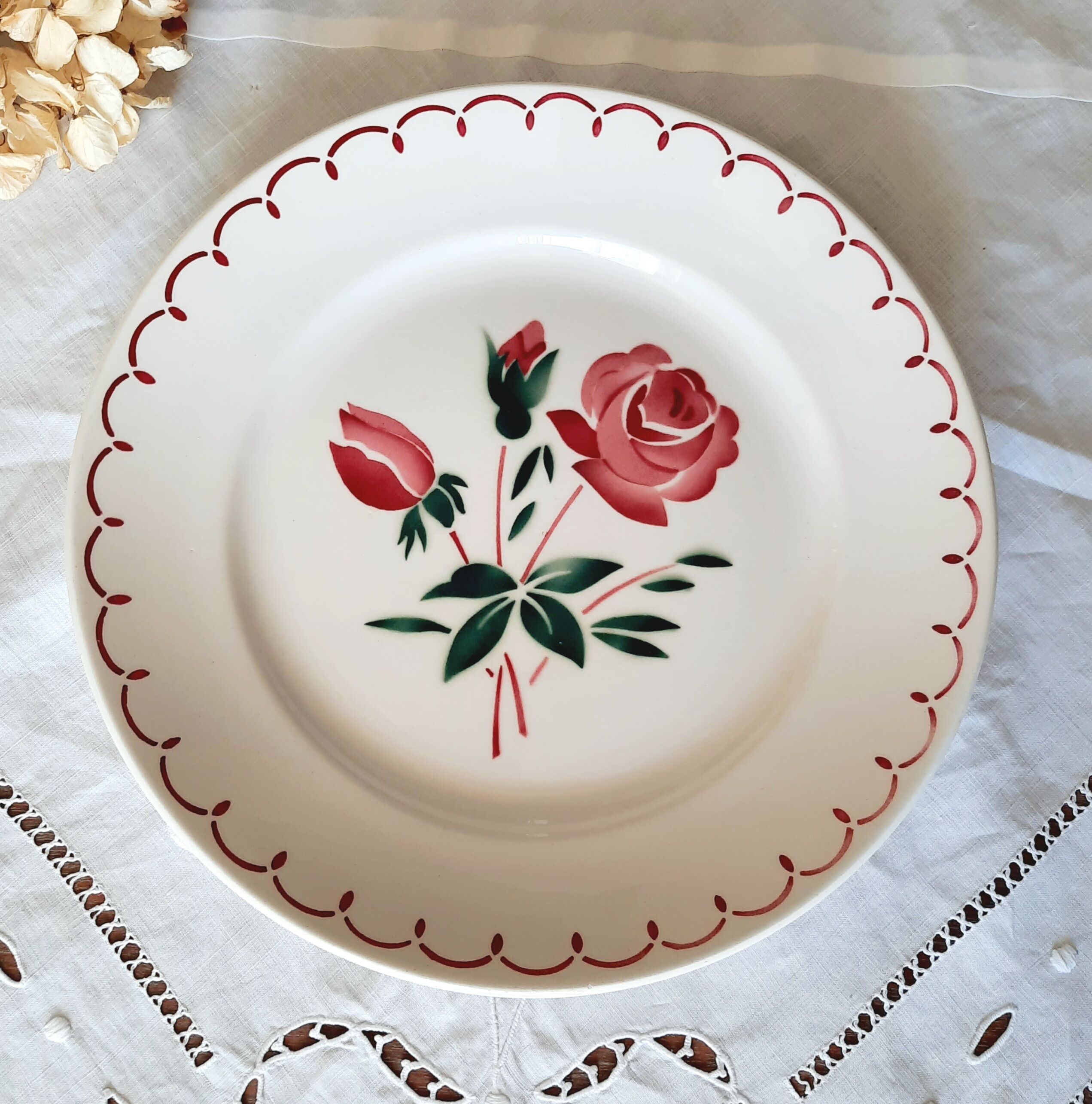 Old flat plates mismatched in earthenware