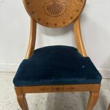 Charles X style maple veneer table and chair set, 20th century