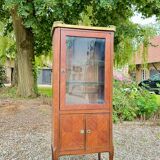 Small marquetry display case in transition style, 19th century