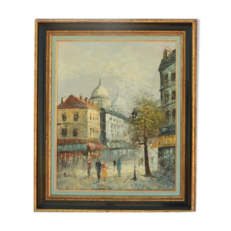 Huile sur toile Vue de Montmartre