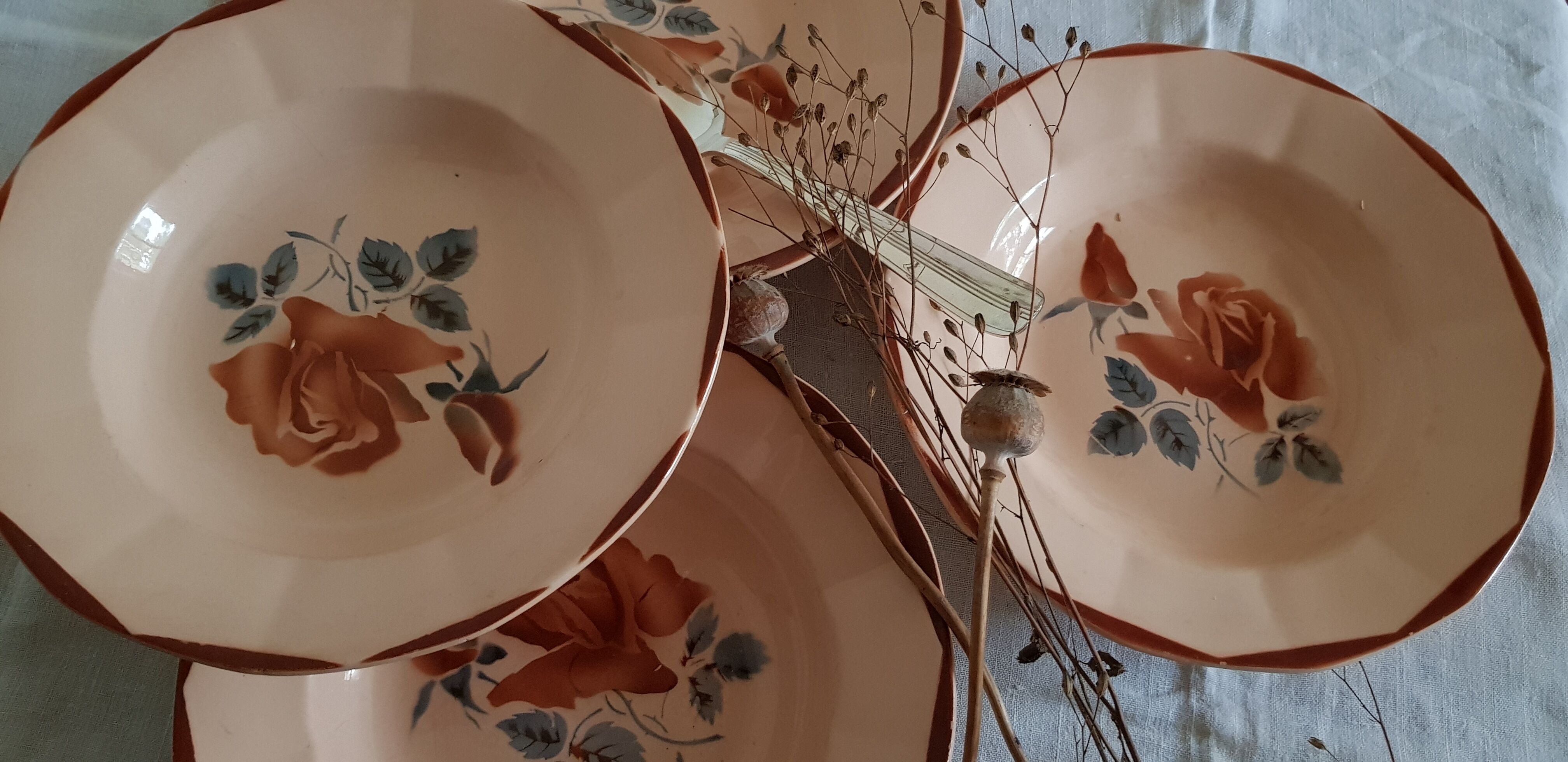 "Digoin Sarreguemines" soup plate service