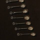 Set of six Portuguese sterling silver teaspoons with r decoration