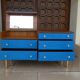 Teak and suede chest of drawers/dressing table, 1950