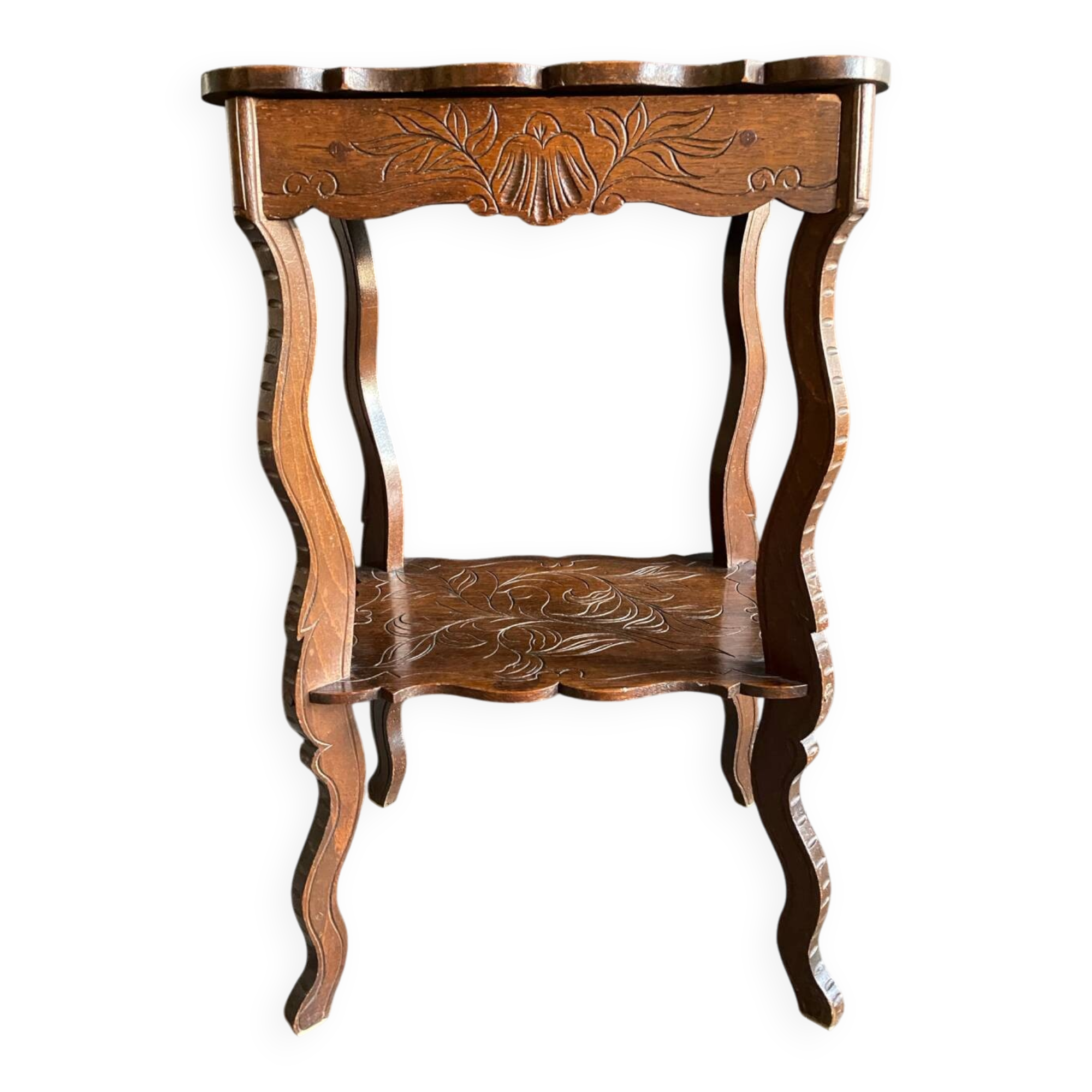 Antique engraved wooden side table