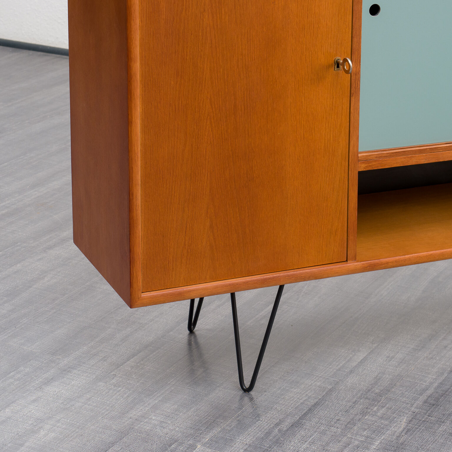 High 60s enfilade, oak and colorful doors, restored