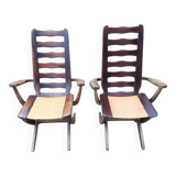 Pair of vintage TRICONFORT France deckchairs and relax chairs