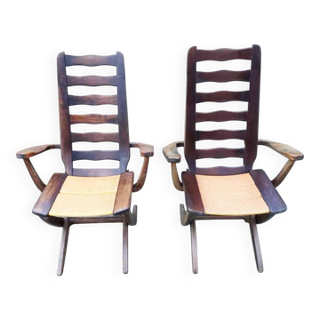 Paire de fauteuil transat chaise relax TRICONFORT France, vintage,