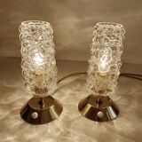 Pair Vintage Bubble Glass Lamps