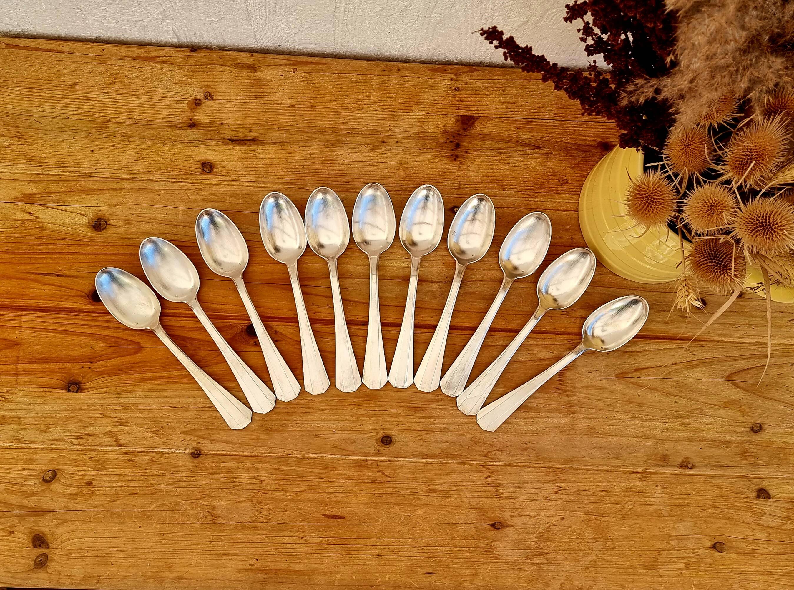 Set of 11 Art Deco silver-plated forks and spoons