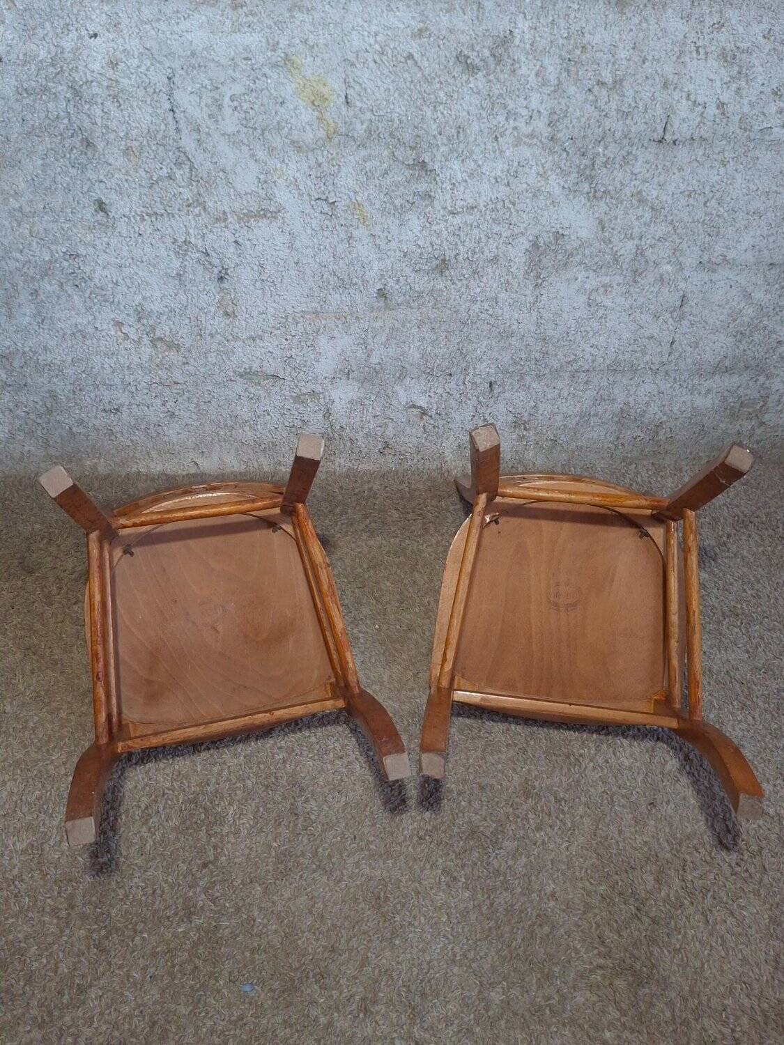 8 Bistro Chairs including 2 Authentic 1950s Solid Beech Luterma Chairs