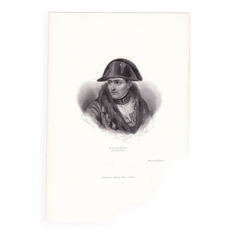 Portrait Gravure XIXe 1840 Empereur Napoléon Bonaparte Premier Empire Bataille d'Eylau Corse