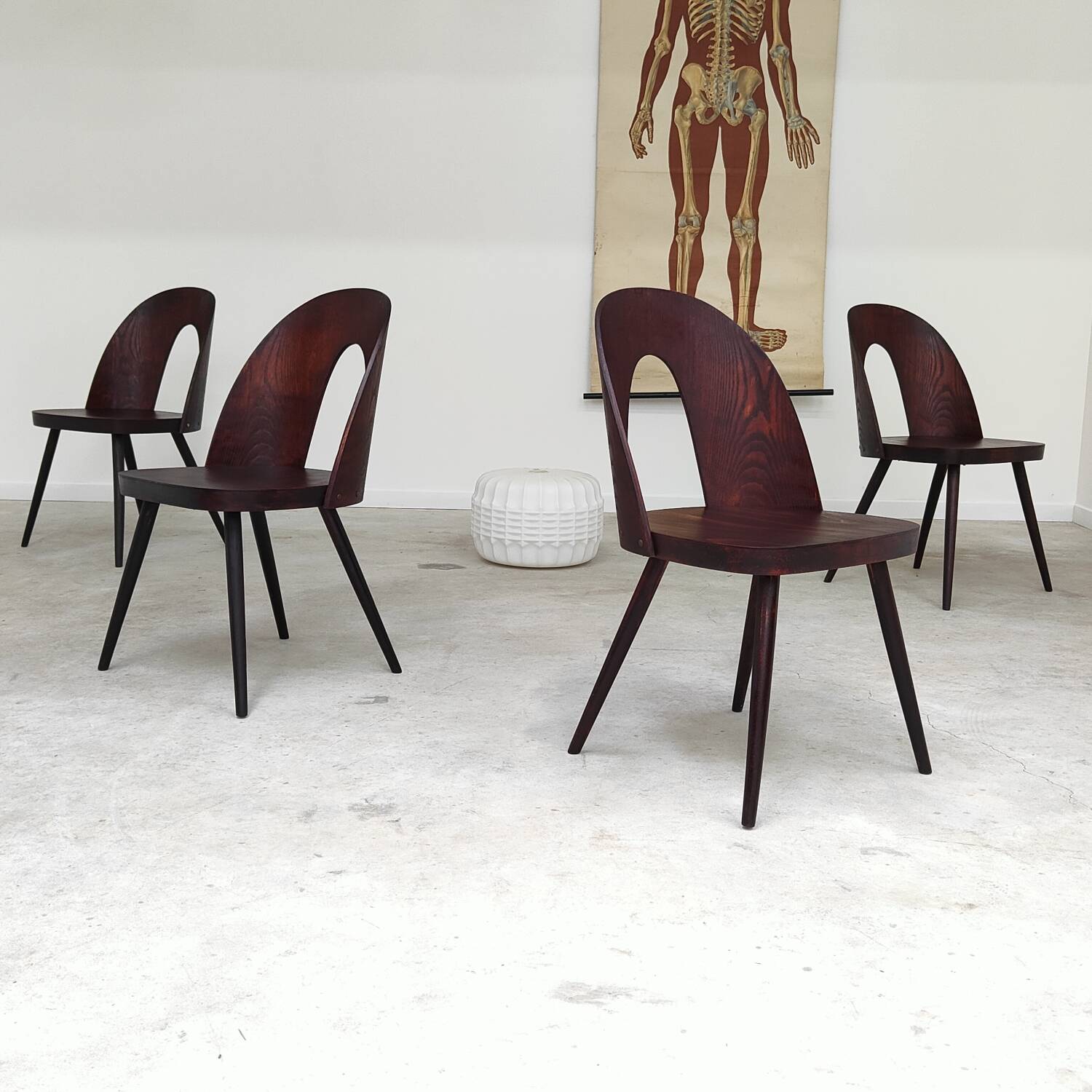 Set of 4 all-wood chairs by Antonin Suman for Tatra Nabytok