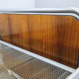 Bauhaus Tubular Steel Bed with Walnut Panels, Czechoslovakia, 1930s