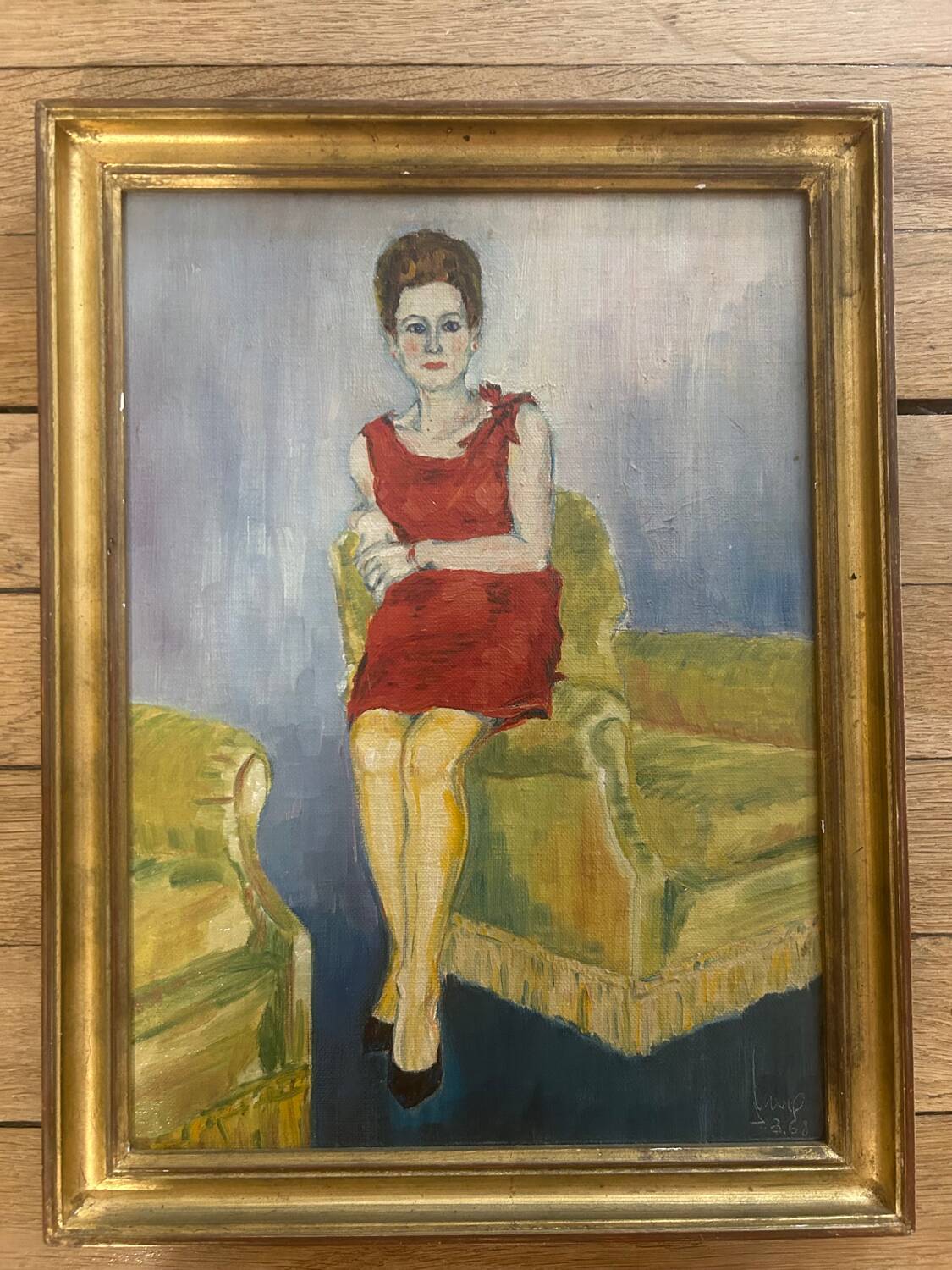 Petit tableau encadré de femme 1960’s