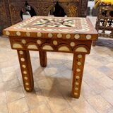 Moroccan camel bone marquetry wooden table for bedroom or living room