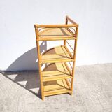 Light rattan corner shelf