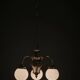 1930s Czechoslovak Art Deco Brass and Opaline Glass Chandelier