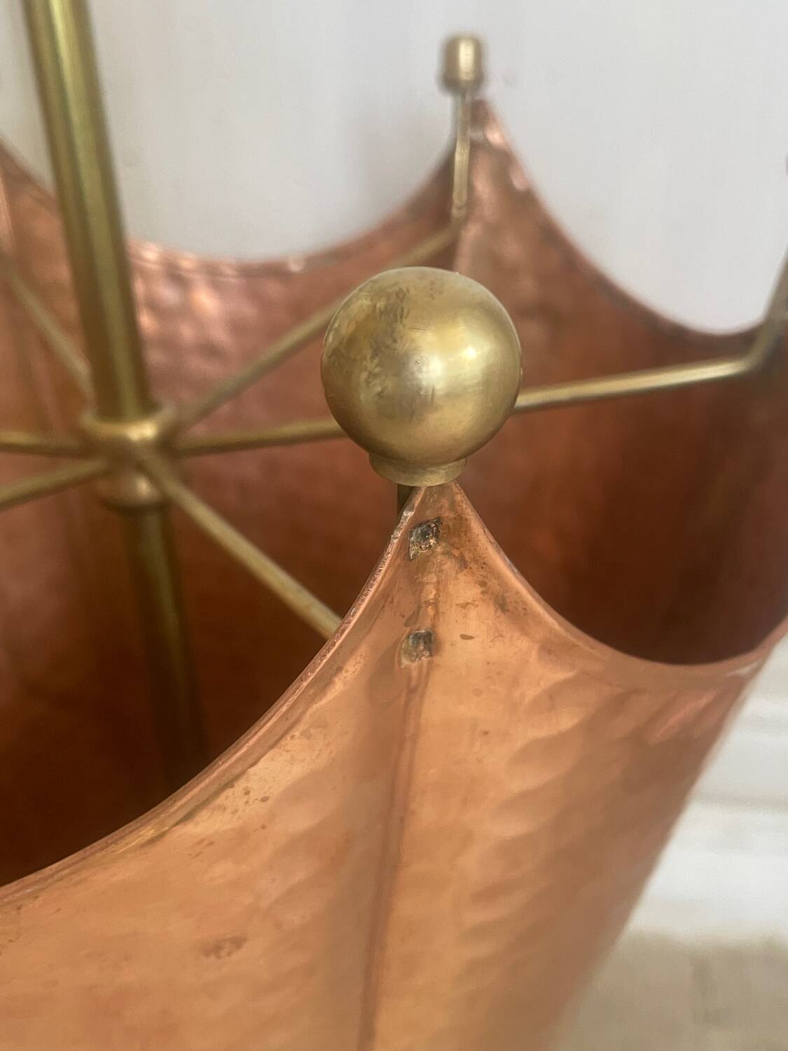 Vintage copper and brass umbrella stand