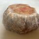 Large ashtray, red veined alabaster pocket tray.