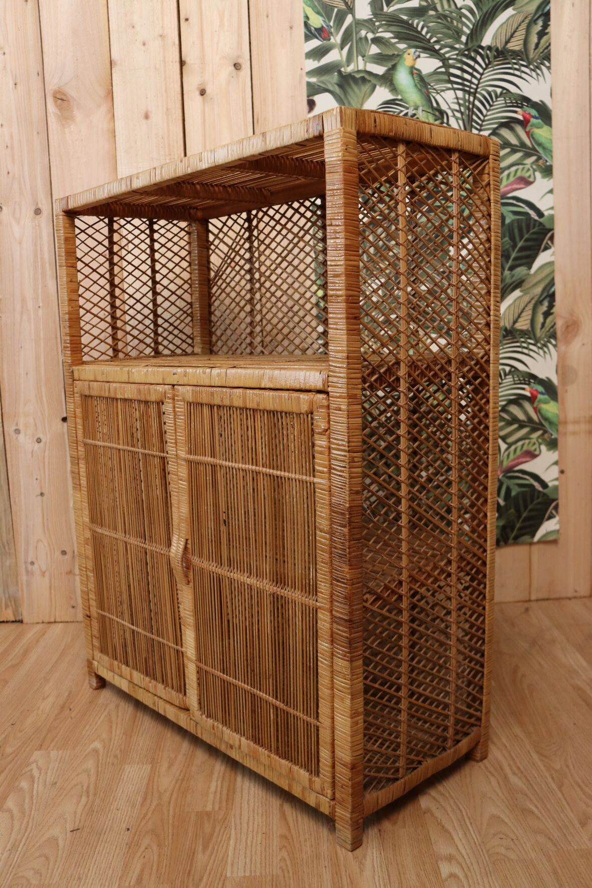 Braided rattan buffet