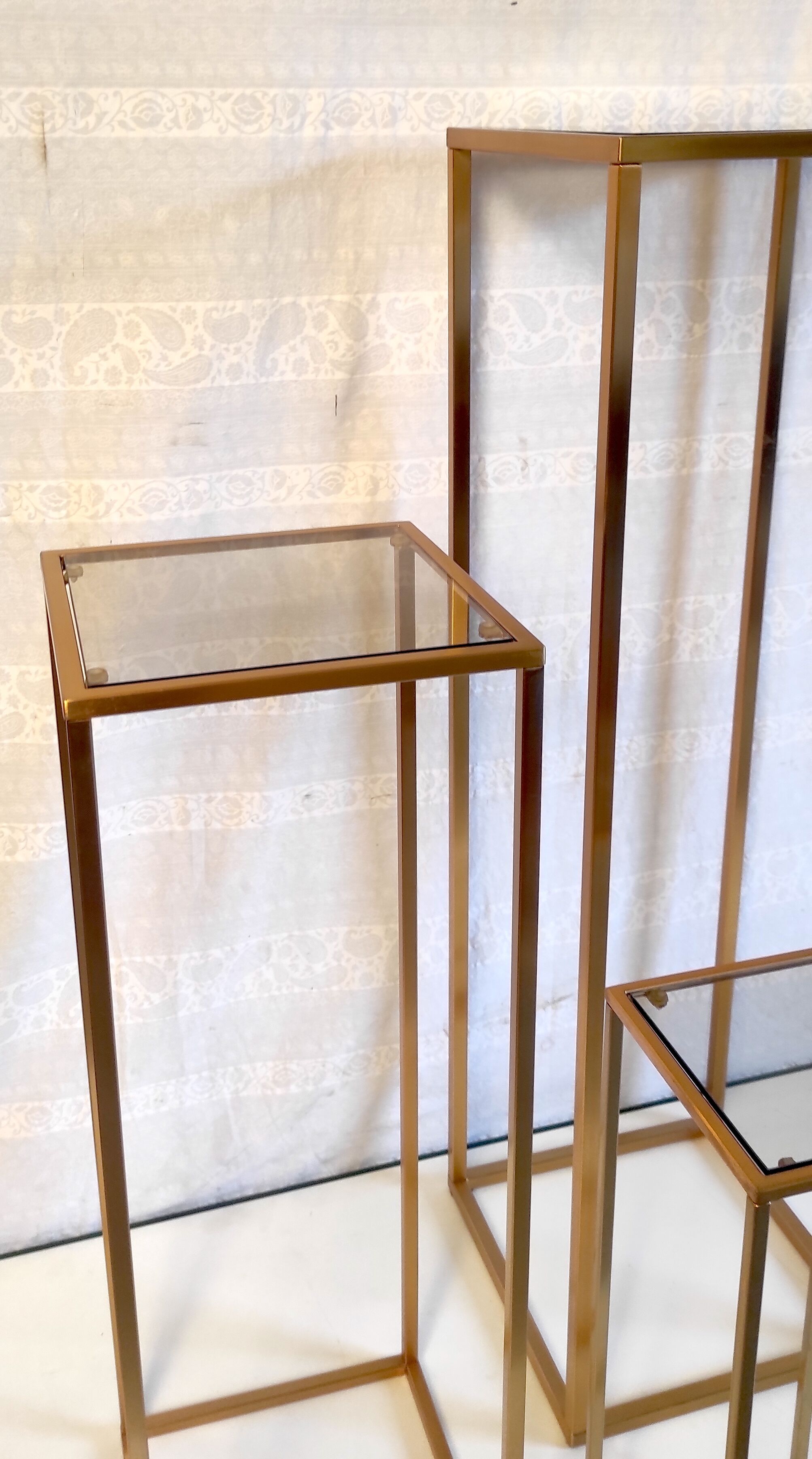 Pull-out harnesses in gilded brass and smoked glass.