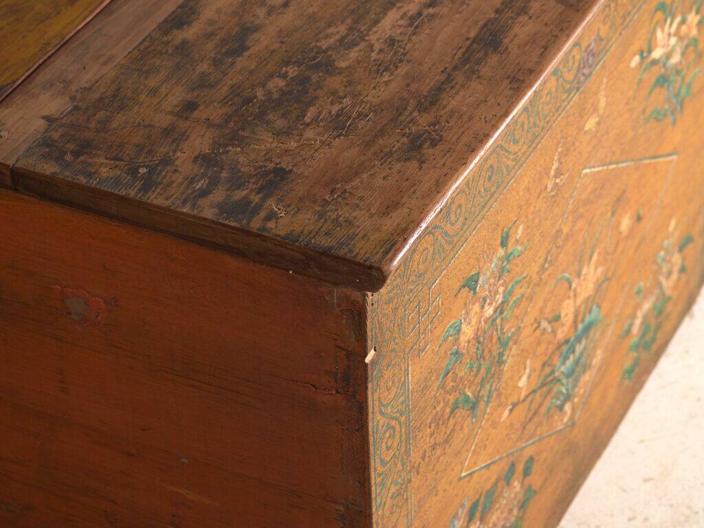 Antique Chinese painted elm wood chest – China, circa 1900