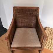 Fauteuil bois massif et rotin