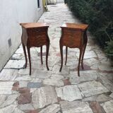 Pair of Louis XV style marquetry bedside tables