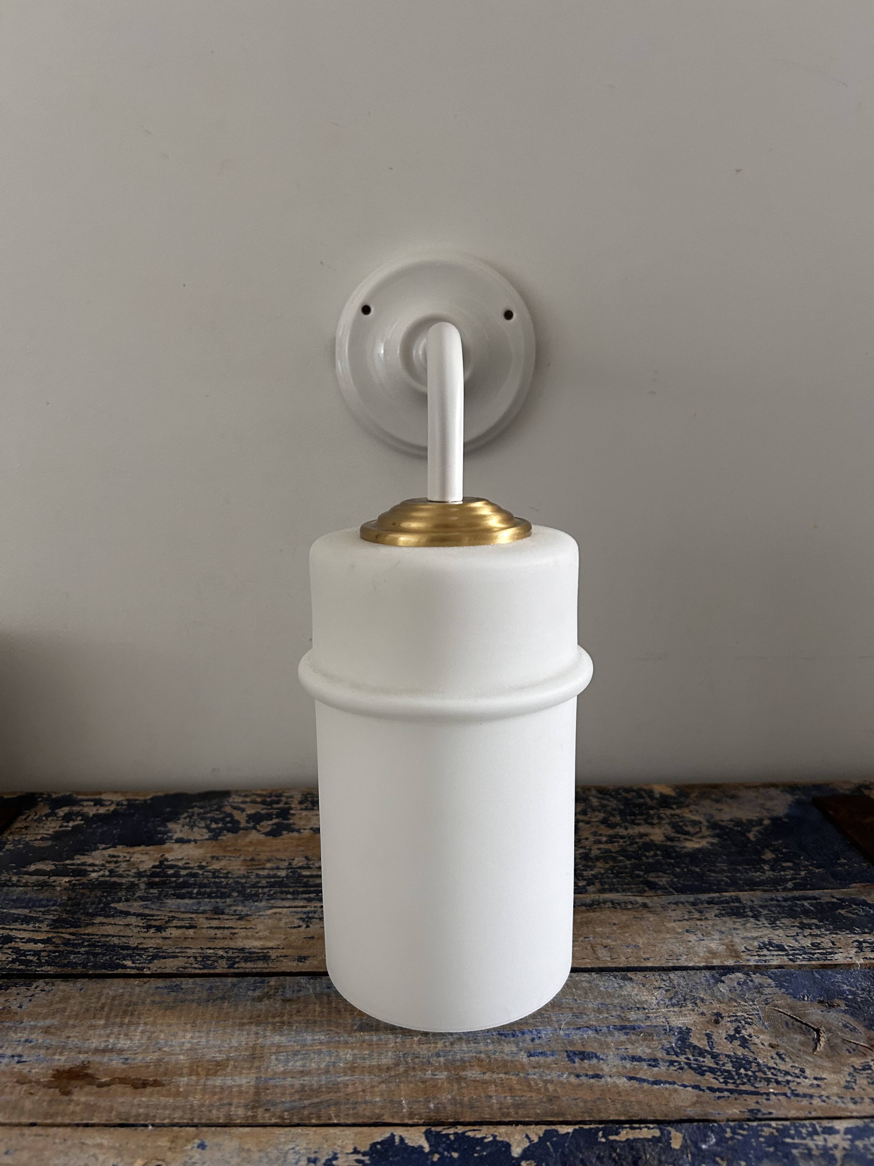 Vintage white opaline wall light